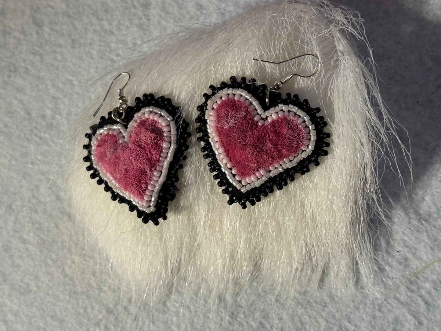 Caribou fur beaded earrings