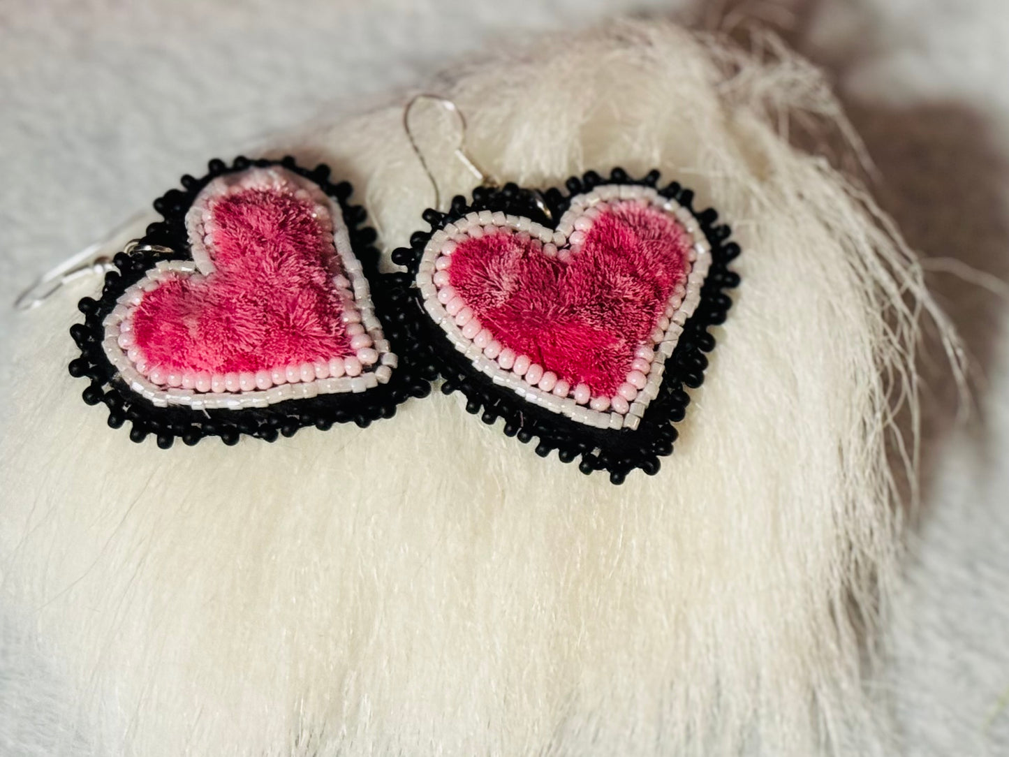 Caribou fur beaded earrings