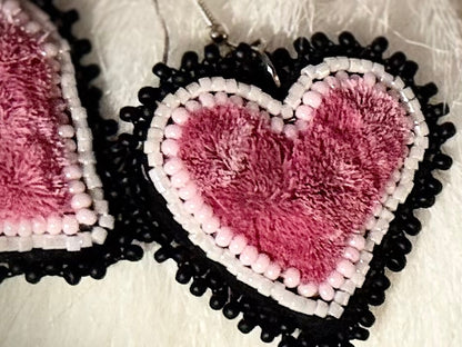Caribou fur beaded earrings