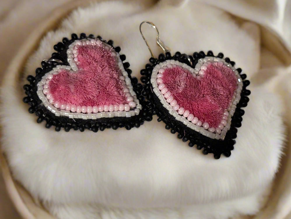 Caribou fur beaded earrings