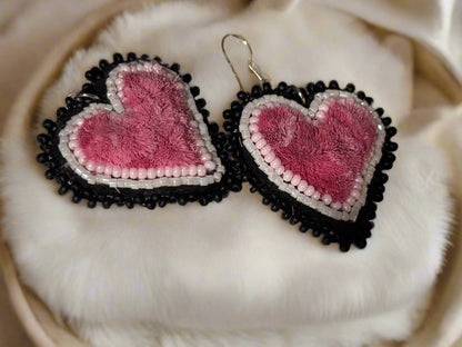 Caribou fur beaded earrings