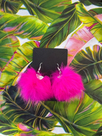 Real Fur Pom pom earrings 14k or 925 silver