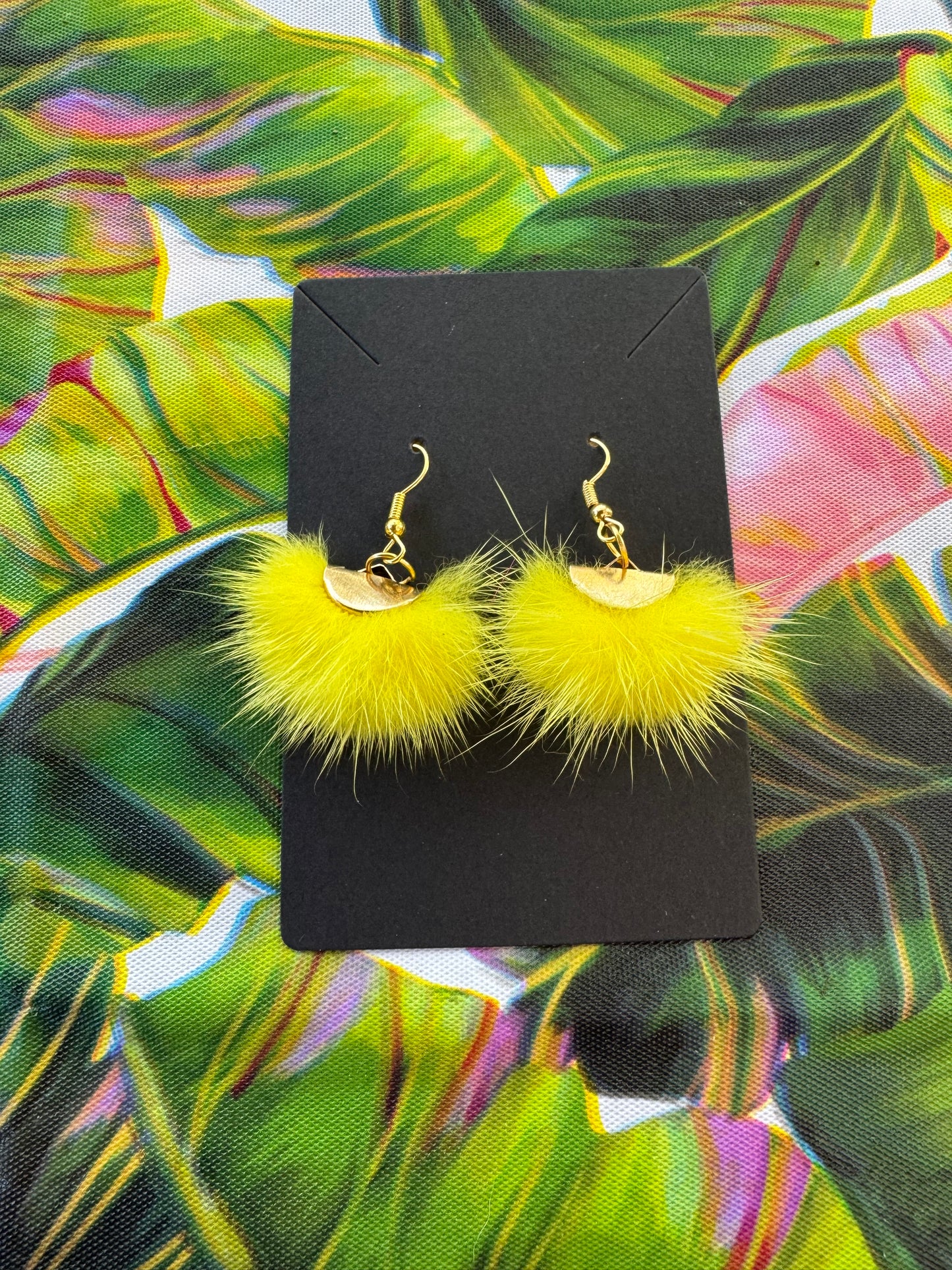 Real Fur Pom pom earrings 14k or 925 silver