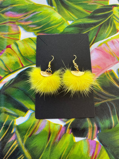 Real Fur Pom pom earrings 14k or 925 silver